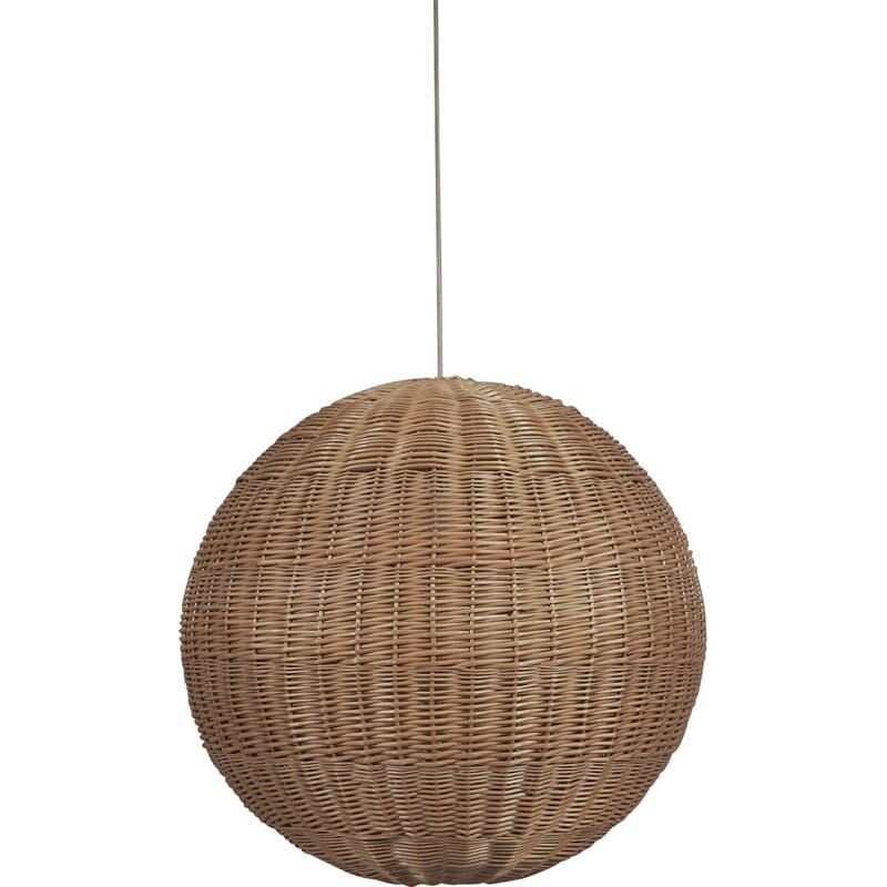 Vintage rattan globe pendant lamp, 1960s