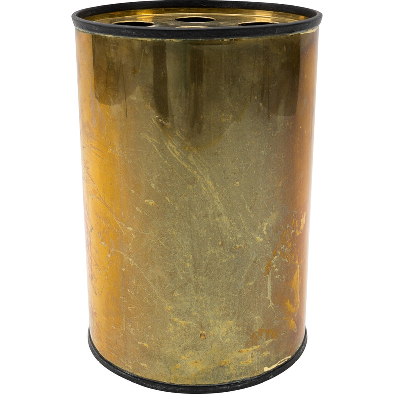 Portaombrelli artigianale di metà secolo in metallo dorato, anni '60
