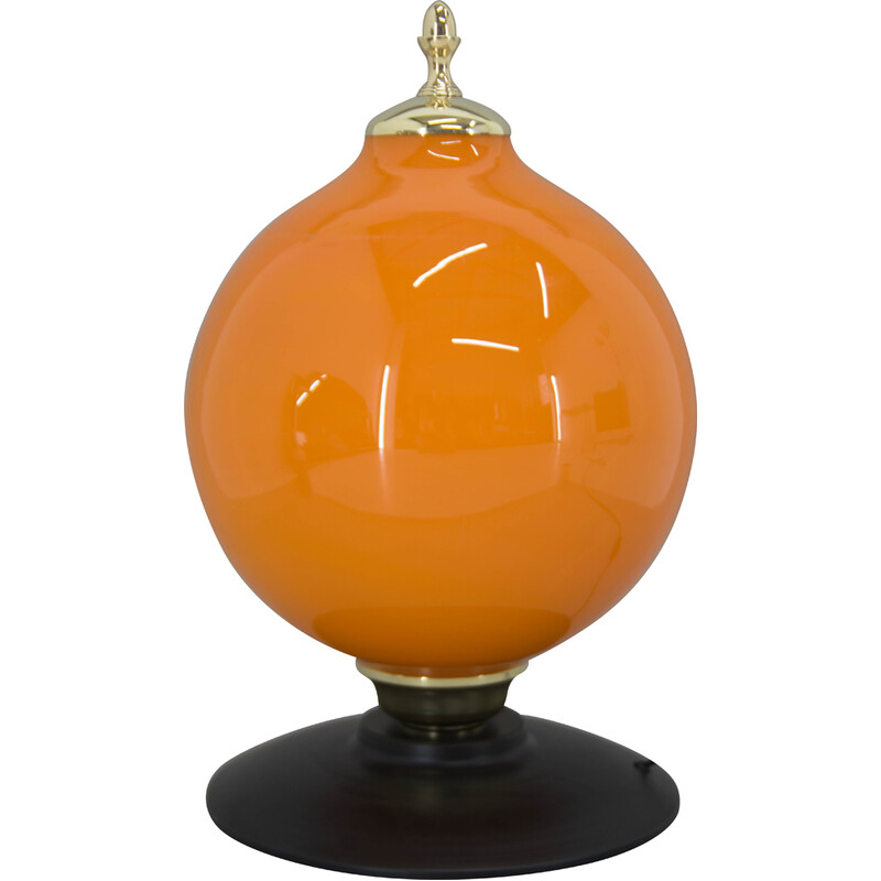 Lámpara de sobremesa vintage postmoderna de vidrio naranja, años 2000