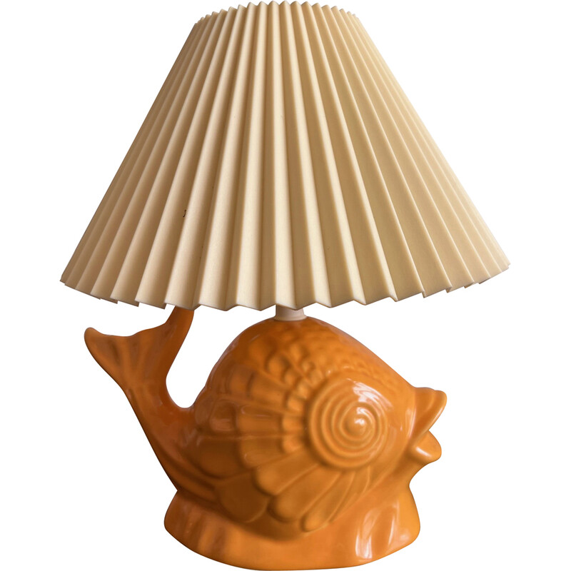 Lampe poisson vintage en céramique, 1980