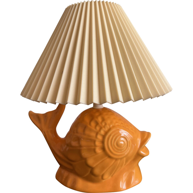 Vintage Fischlampe aus Keramik, 1980