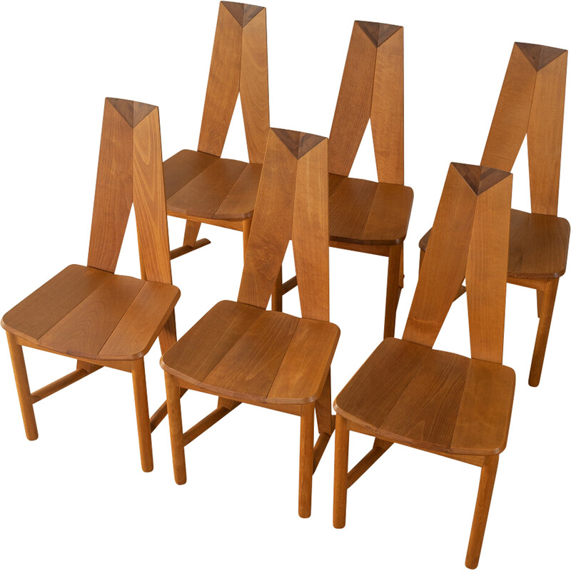 Set of 6 vintage Fch 1A dining chairs by Nissen and Gehl for Seltz, France 1990s
