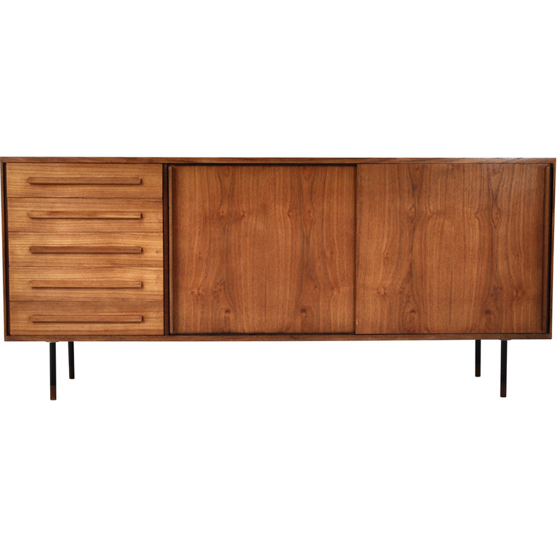 Vintage Italian wood sideboard with 2 sliding doors, 1960