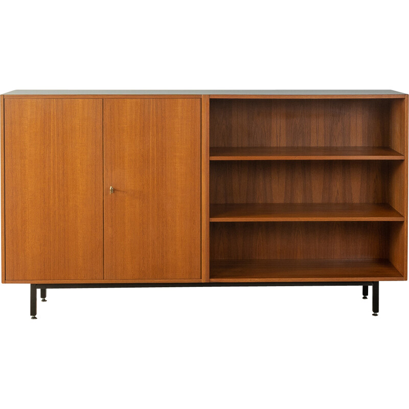 Credenza vintage impiallacciata in teak con due ante di DeWe, Germania 1960