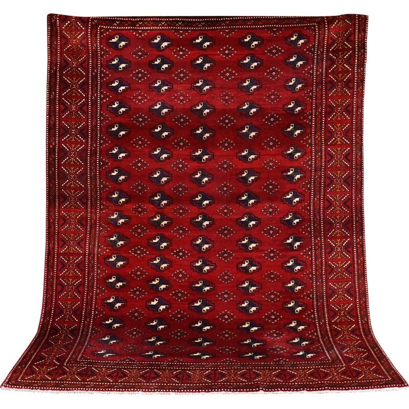 Tappeto orientale vintage colorato annodato a mano in pura lana vergine