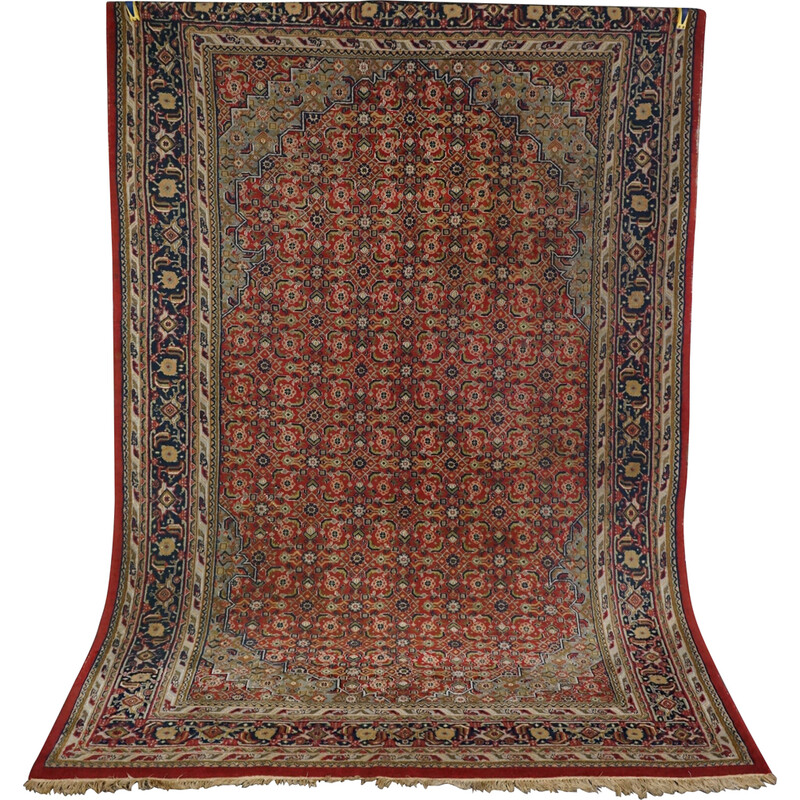 Vintage worn hand-knotted Oriental rug