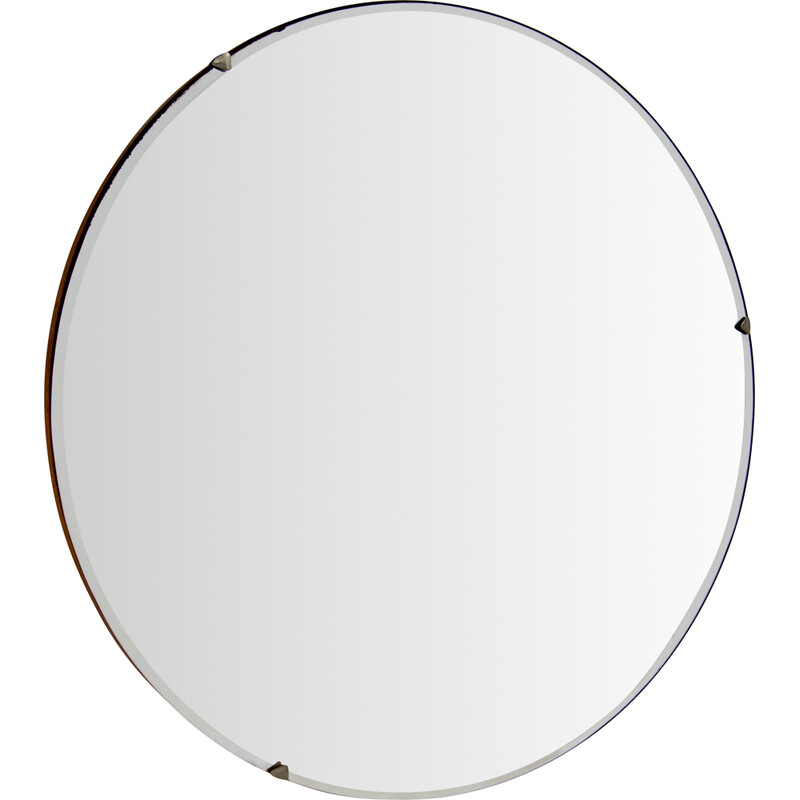 Mid-century 75cm round mirror, 1970s