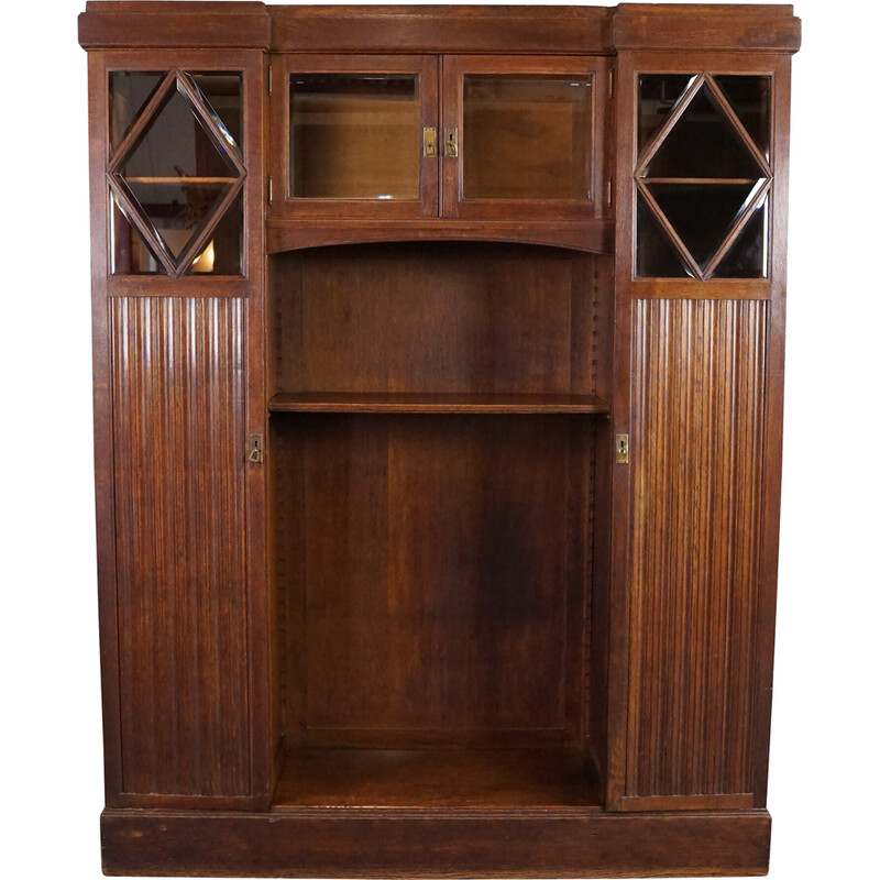 Art Deco vintage cabinet with cut glass, Belgium