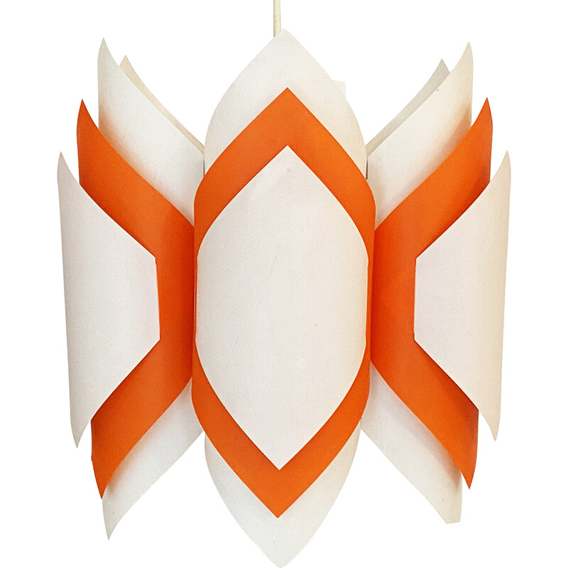 Vintage plastic sheet pendant lamp "Balett" by Lars Schiøler for Hoyrup lighting, Denmark 1970s