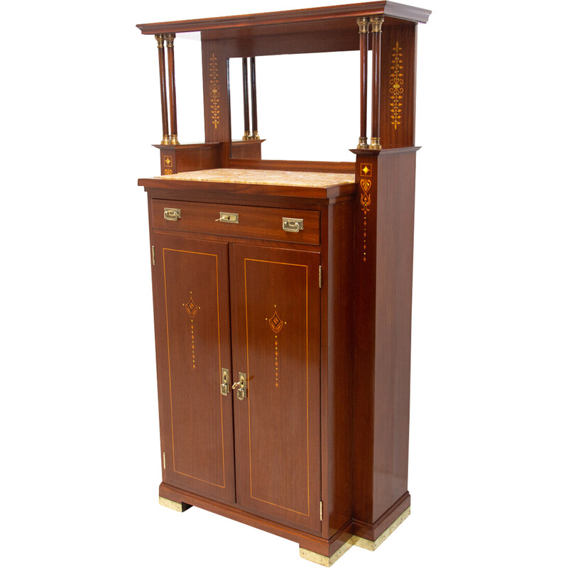 Mahagoni-Highboard im Sezessionsstil, Österreich 1910