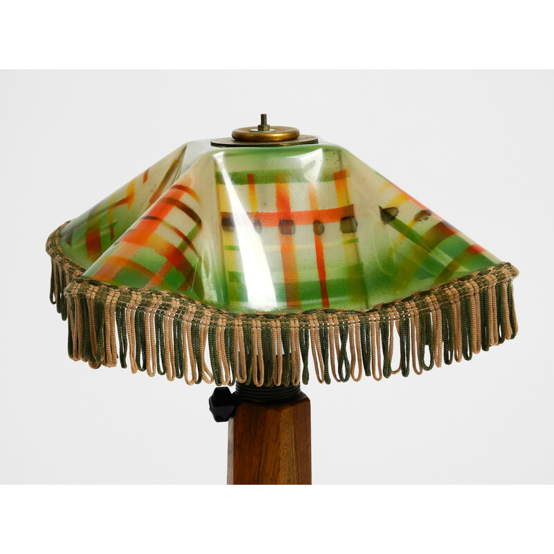 Vintage teak en gekleurde plastic tafellamp, 1950