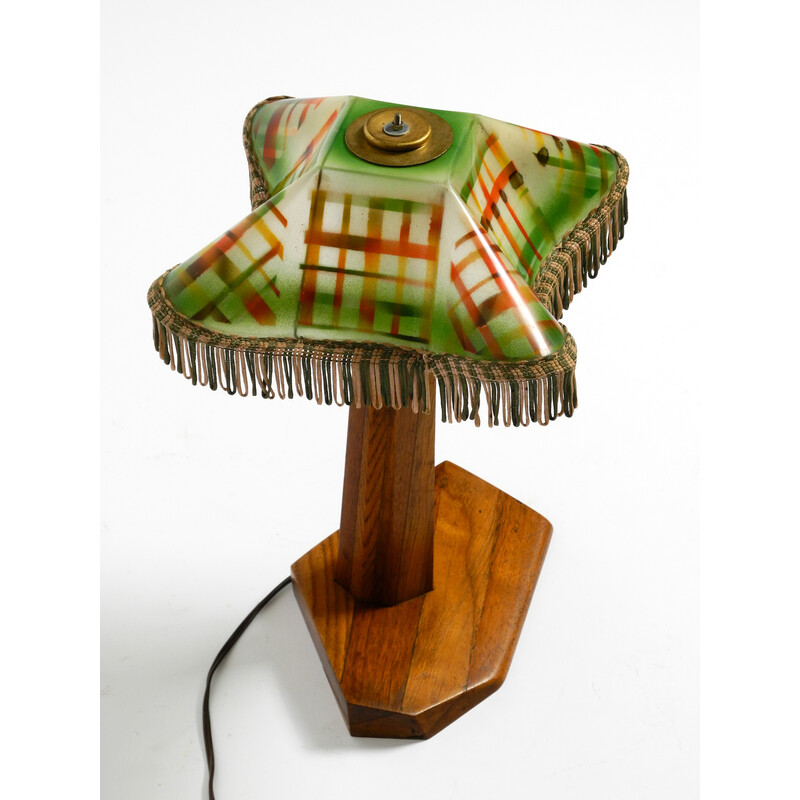 Vintage teak and colored plastic table lamp, 1950