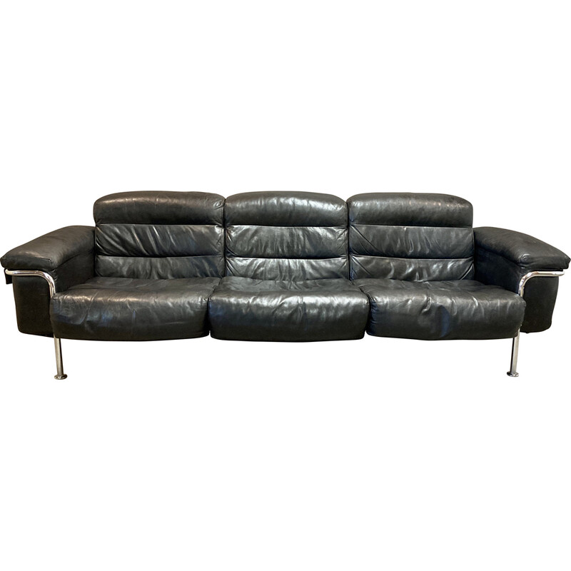 Vintage leather and chrome sofa, 1960