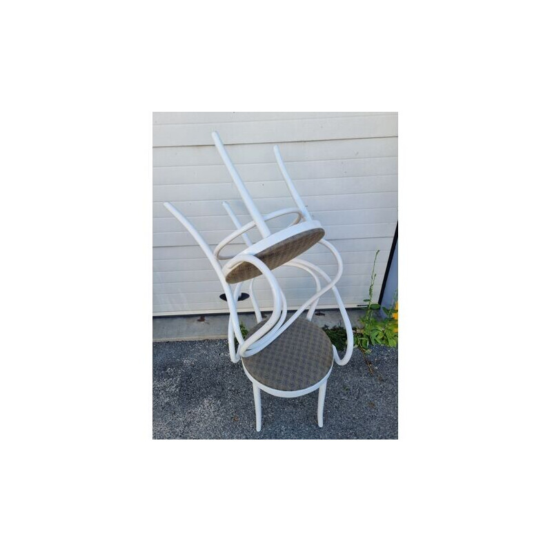 Set of 4 vintage "le corbusier" chairs in wood by Thonet, 1920