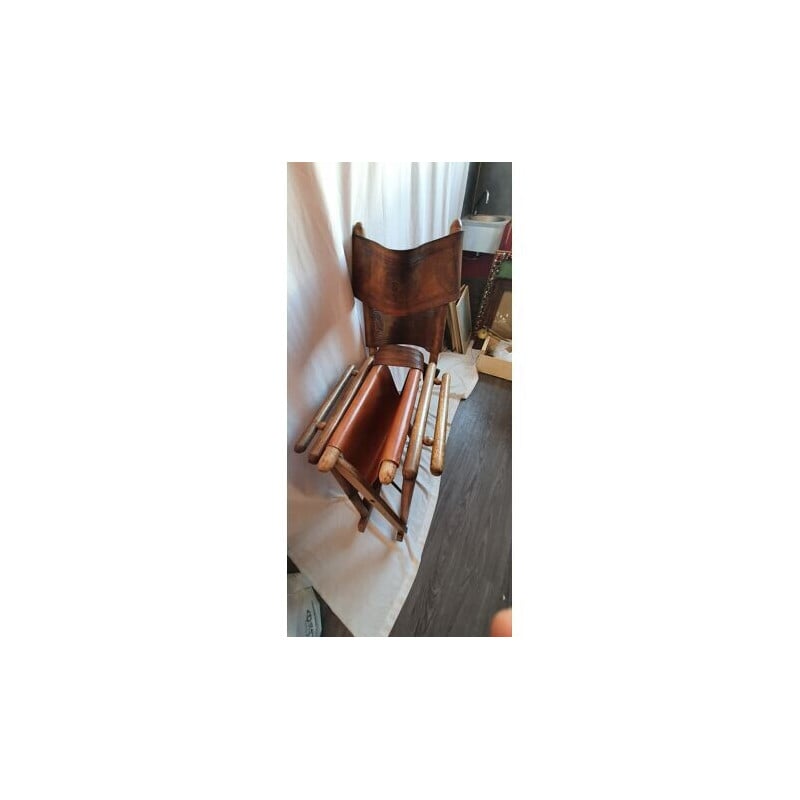 Fauteuil à bascule vintage en cuir, 1950-1960