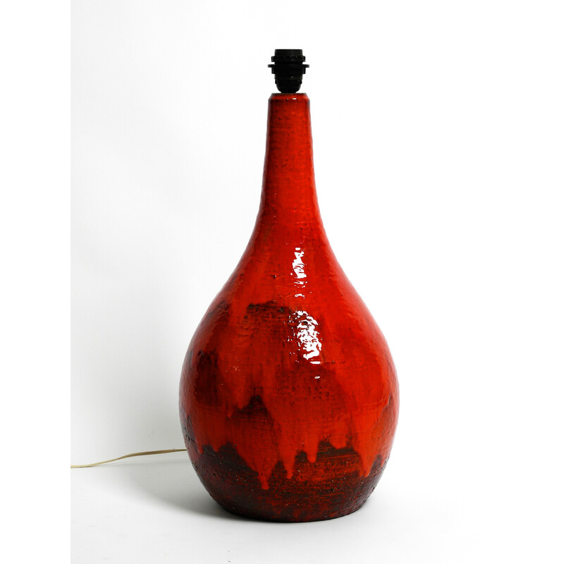 Vintage Stehlampe aus roter Keramik, handbemalt, 1960er Jahre