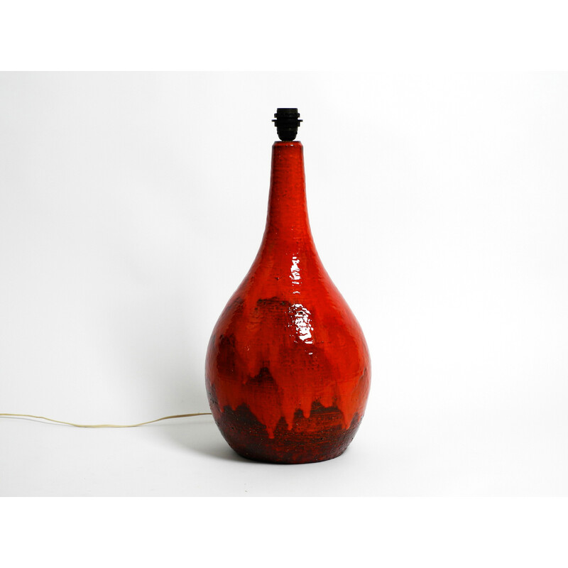 Vintage hand-painted red ceramic floor lamp, 1960s