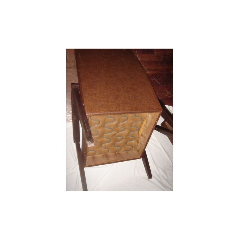 Pareja de sillones vintage en skai y madera, 1950-1960