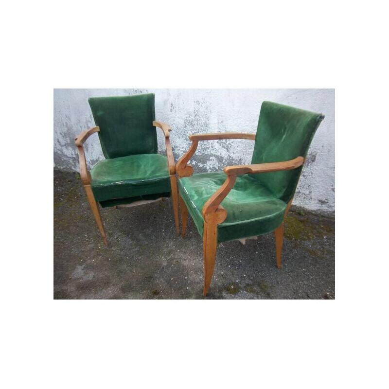 Pair of vintage art deco bridge chairs, France 1920-1930