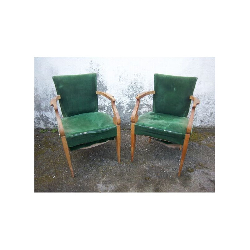 Pair of vintage art deco bridge chairs, France 1920-1930