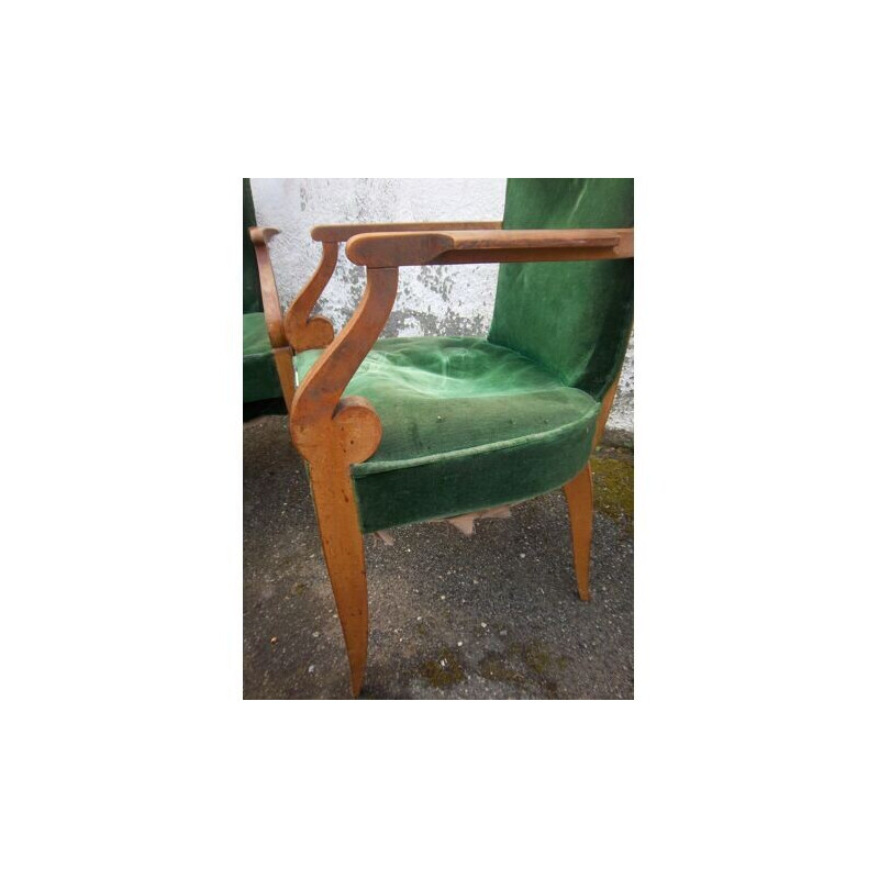 Pair of vintage art deco bridge chairs, France 1920-1930
