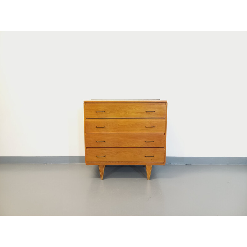 Vintage chest of drawers in light wood, 1950-1960