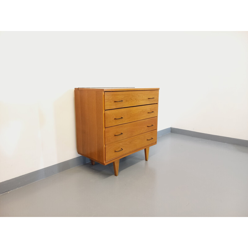 Vintage chest of drawers in light wood, 1950-1960