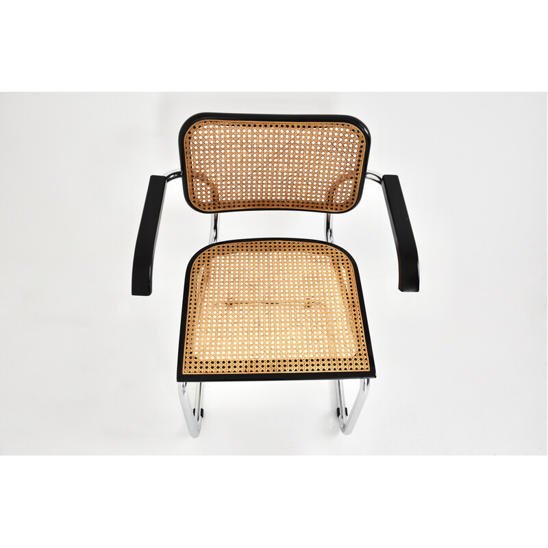 Set di 6 sedie vintage in metallo, legno e rattan di Marcel Breuer