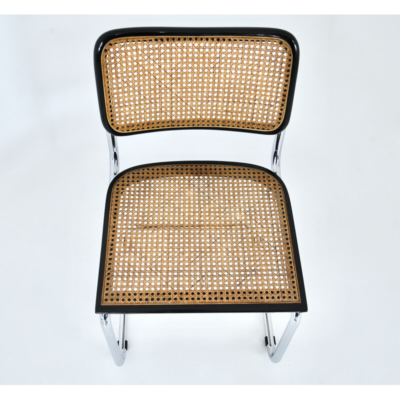 Set di 6 sedie vintage in metallo, legno e rattan di Marcel Breuer