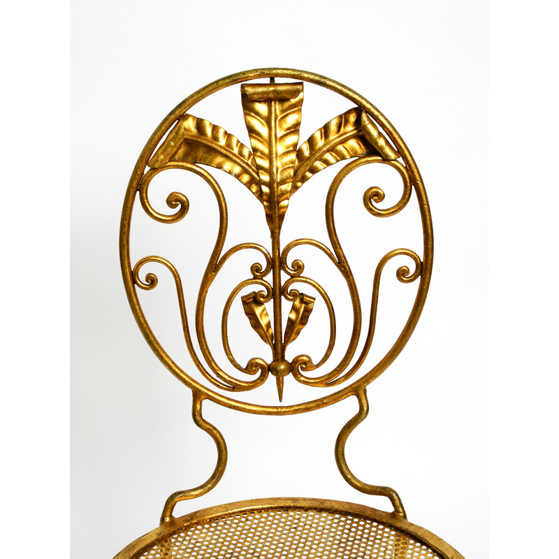 Silla vintage de hierro forjado dorado de la Regencia italiana, años 70