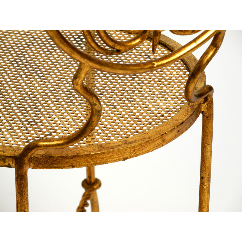 Vintage Italian Regency gold plated wrought iron chair, 1970s
