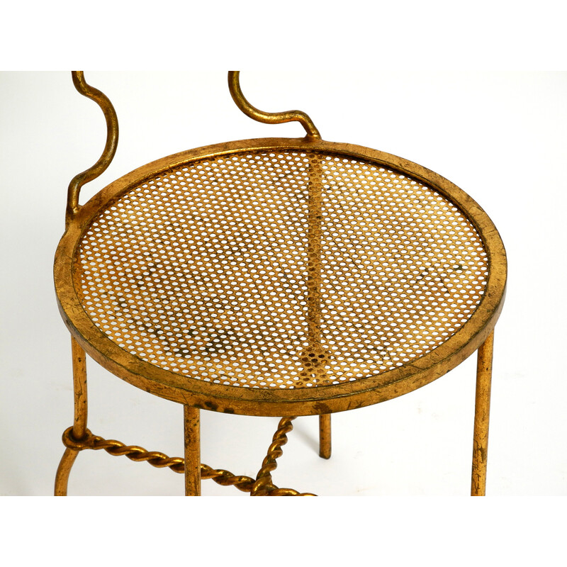 Vintage Italian Regency gold plated wrought iron chair, 1970s