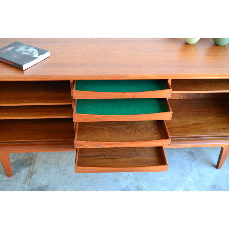 Vintage teak sideboard with tambour doors by Bernhard Pedersen and Son