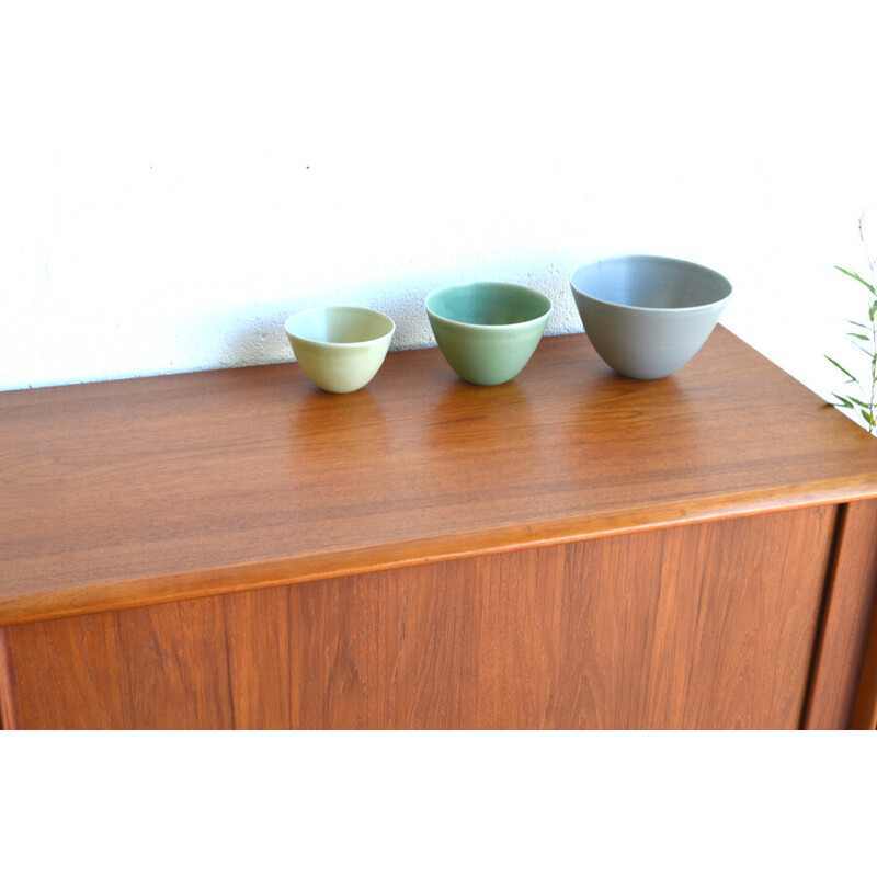 Vintage teak sideboard with tambour doors by Bernhard Pedersen and Son