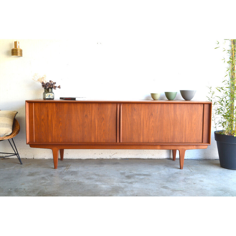 Vintage teak sideboard with tambour doors by Bernhard Pedersen and Son