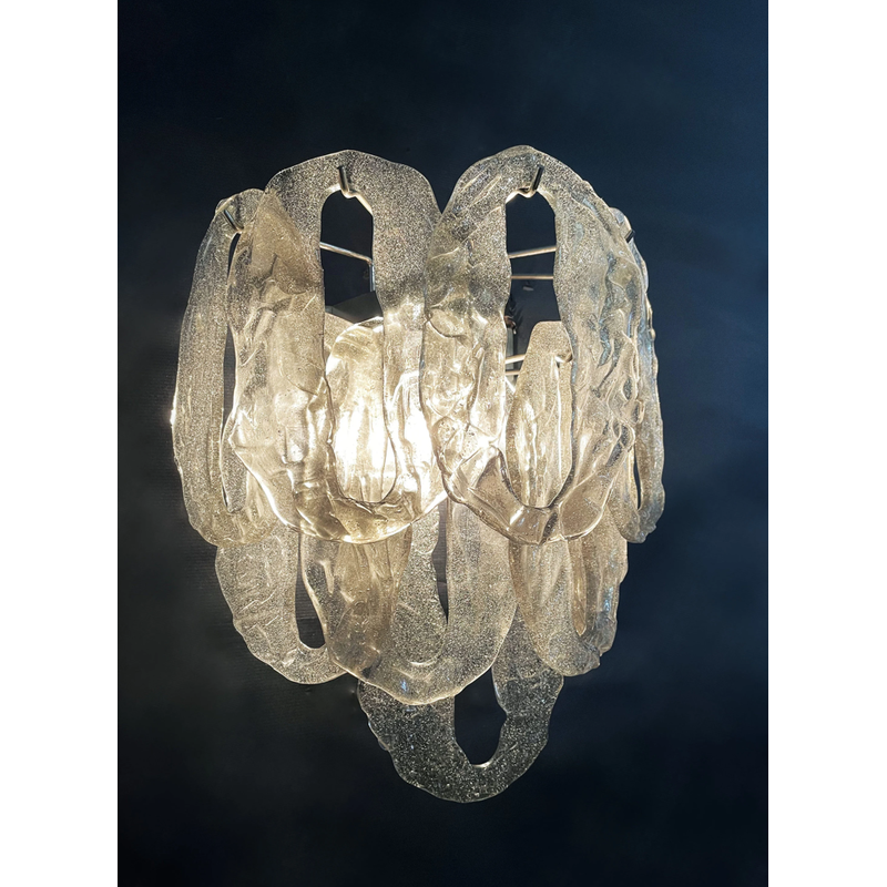 Pair of vintage italian wall lamps in Murano glass