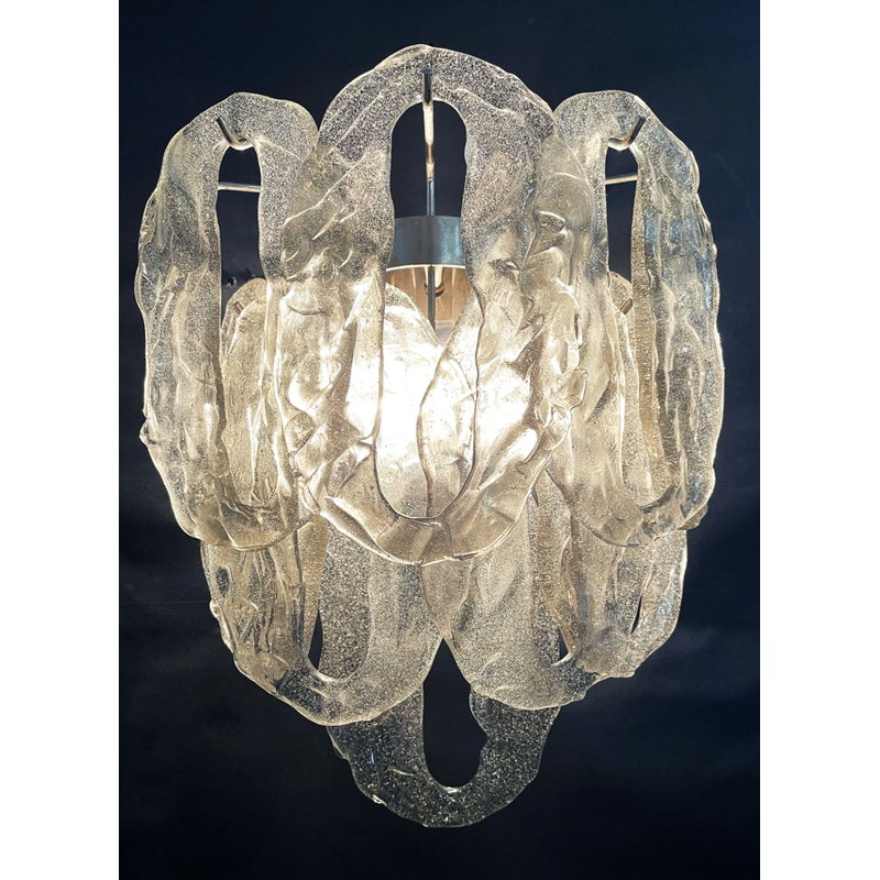 Pareja de apliques italianos vintage en cristal de Murano