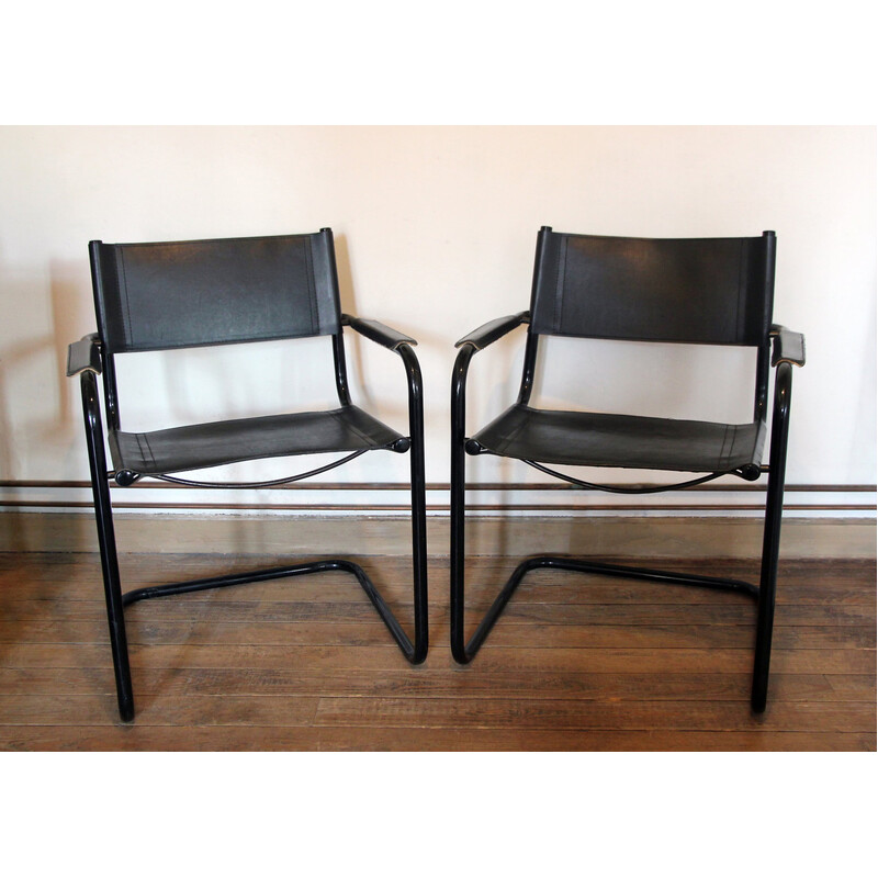 Pair of vintage bauhaus cantilever armchairs, 1970