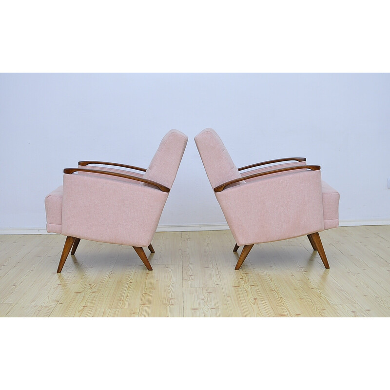 Pair of mid-century armchairs with upholstery, 1960s