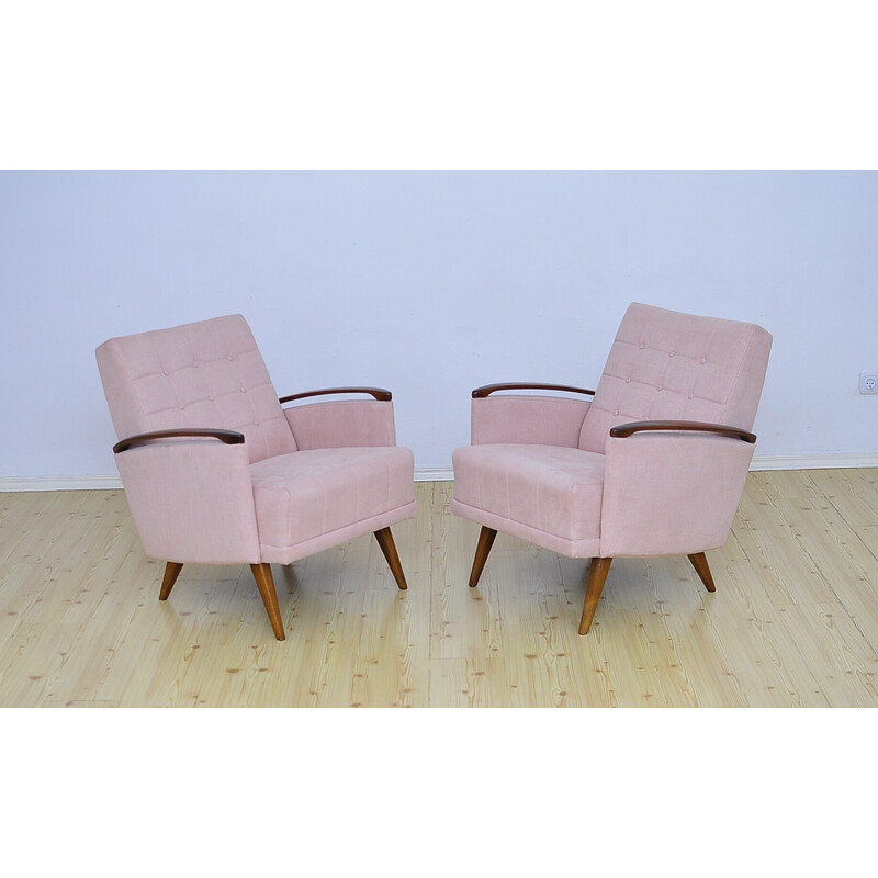 Pair of mid-century armchairs with upholstery, 1960s