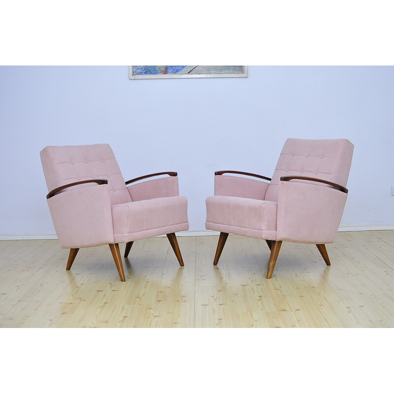 Paire de fauteuils rembourrés vintage, 1960