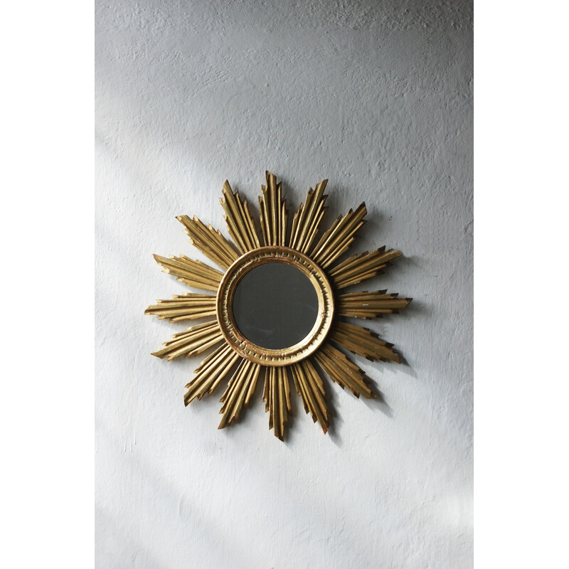 Mid-century Sun mirror in wood