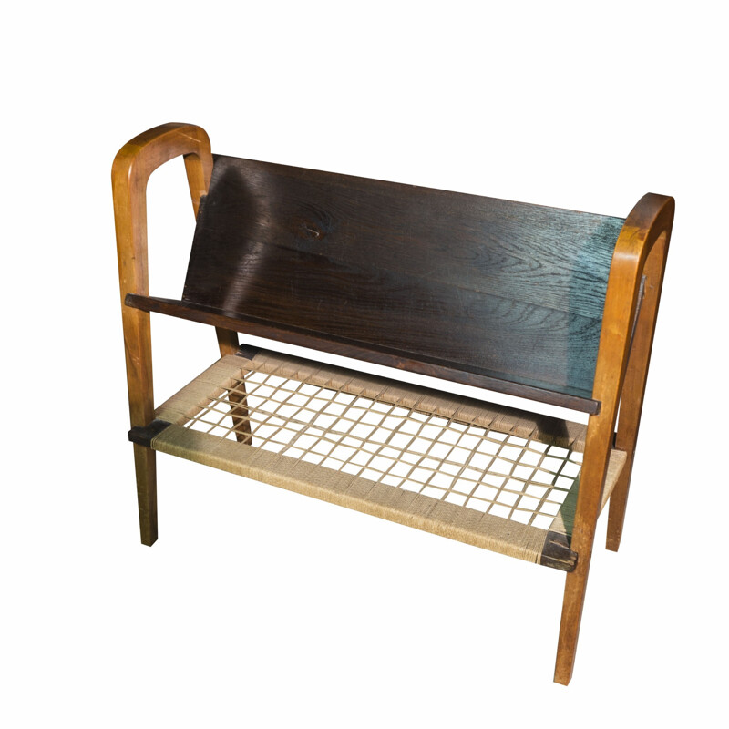 Vintage wooden magazine rack by Ladislav Bartonicek for Krásná Jizba-Druzstevni, 1940