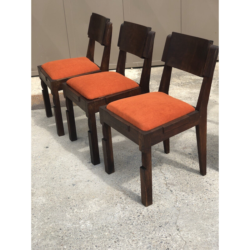 Set of 6 vintage chairs by Charles Dudouyt, 1940