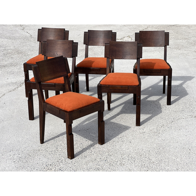 Set of 6 vintage chairs by Charles Dudouyt, 1940