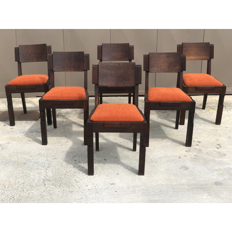 Set of 6 vintage chairs by Charles Dudouyt, 1940