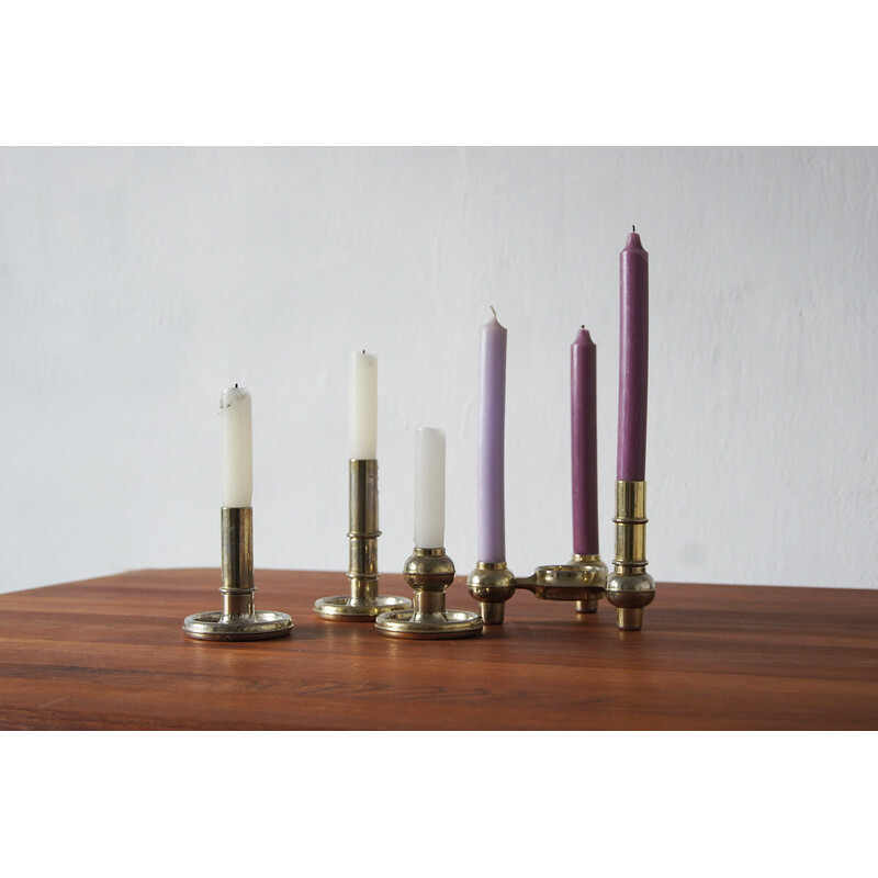 Set of 6 mid-century modular candlesticks