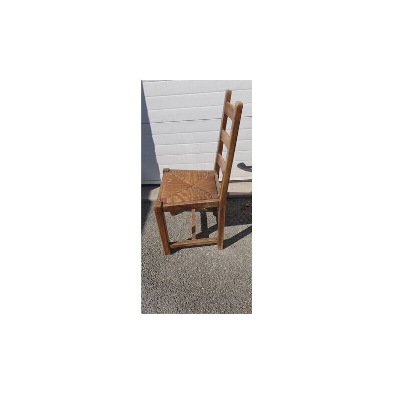 Lot de 4 chaises paillées vintage en bois