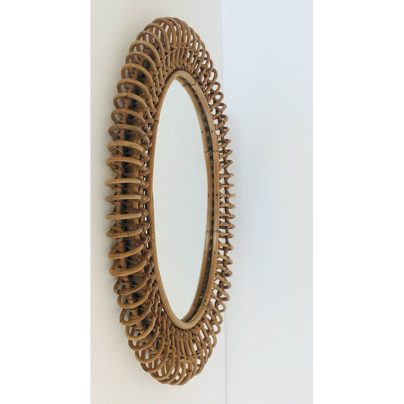 Vintage oval mirror in rattan by Franco Albini, Italy 1950