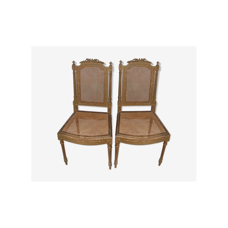 Paar vintage rieten stoelen